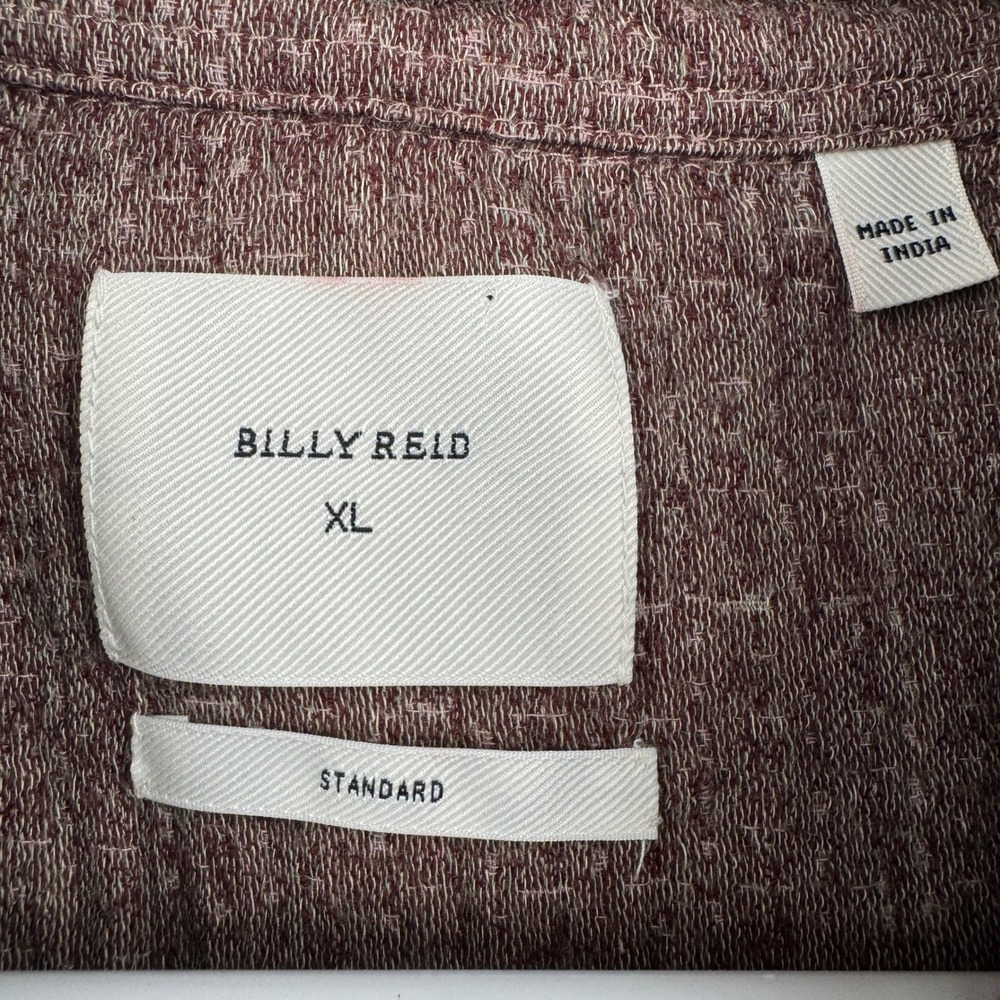 Billy Reid Mens XL Short Sleeve Button Down Shirt Plum Textured Cotton Standard - Picture 6 of 9